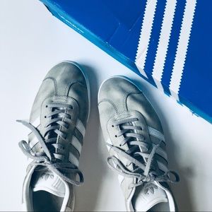 adidas • gray gazelle sneakers tennis shoes